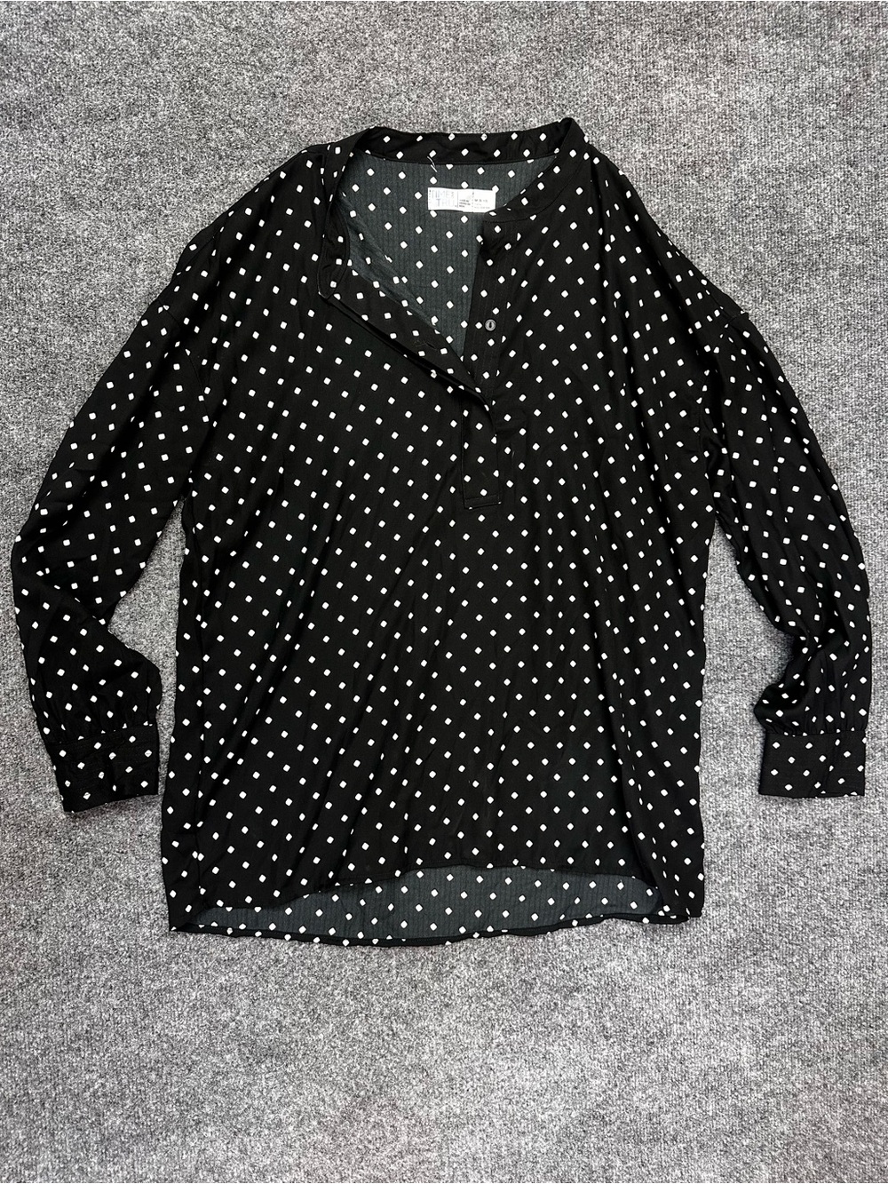 Time and Tru Black Blouse with White Polka Dots